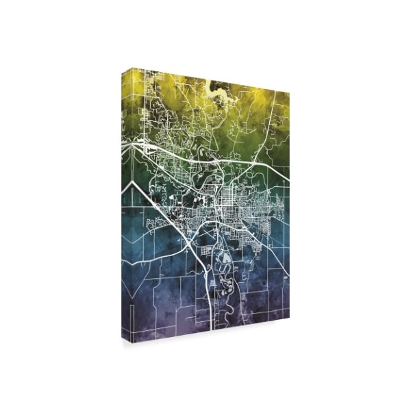 Michael Tompsett 'Iowa City Map Blue Yellow' Canvas Art,35x47